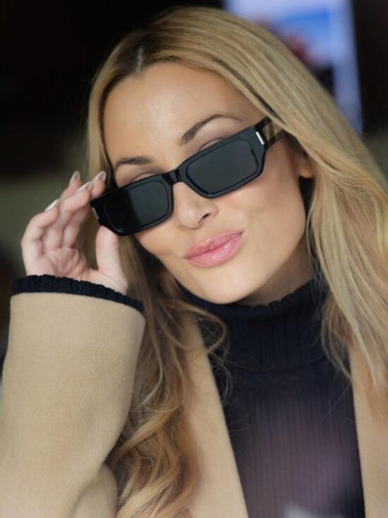 Saint Laurent SL660 002 Unisex Rectangle Sunglasses - Havana / Grey main image 7